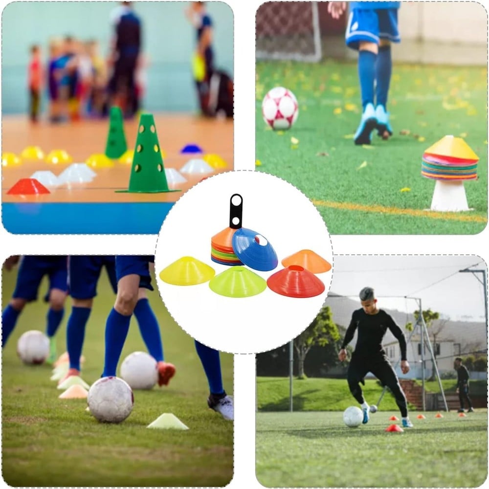 Cônes de disque Pro (lot de 50), cônes de football avec support, cônes de  football d'entraînement d'agilité pour l'entraînement, le football, les  enfants, le sport, les marqueurs de cône de terrain 