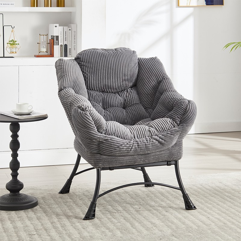 Fauteuil lounge gris avec ottoman