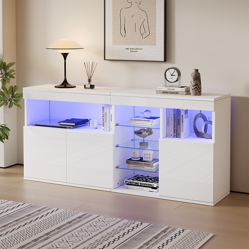 Weißes Sideboard mit LED