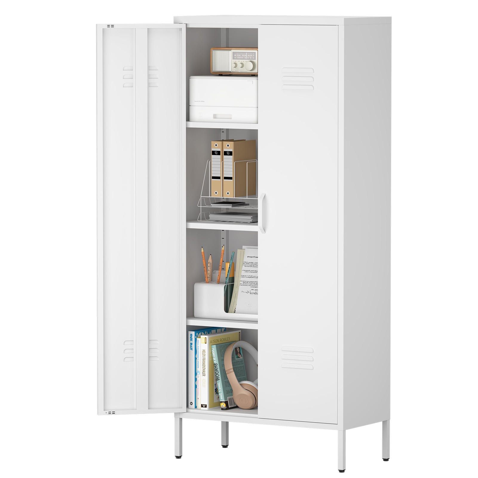 Armoire métal blanche en situation
