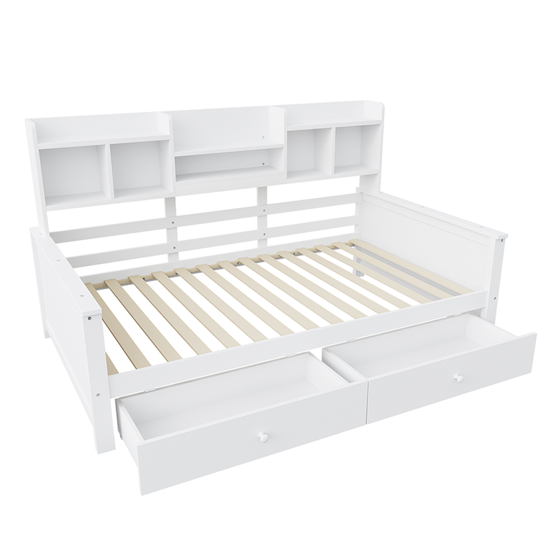 Lit canapé 90x200 cm blanc en bois massif