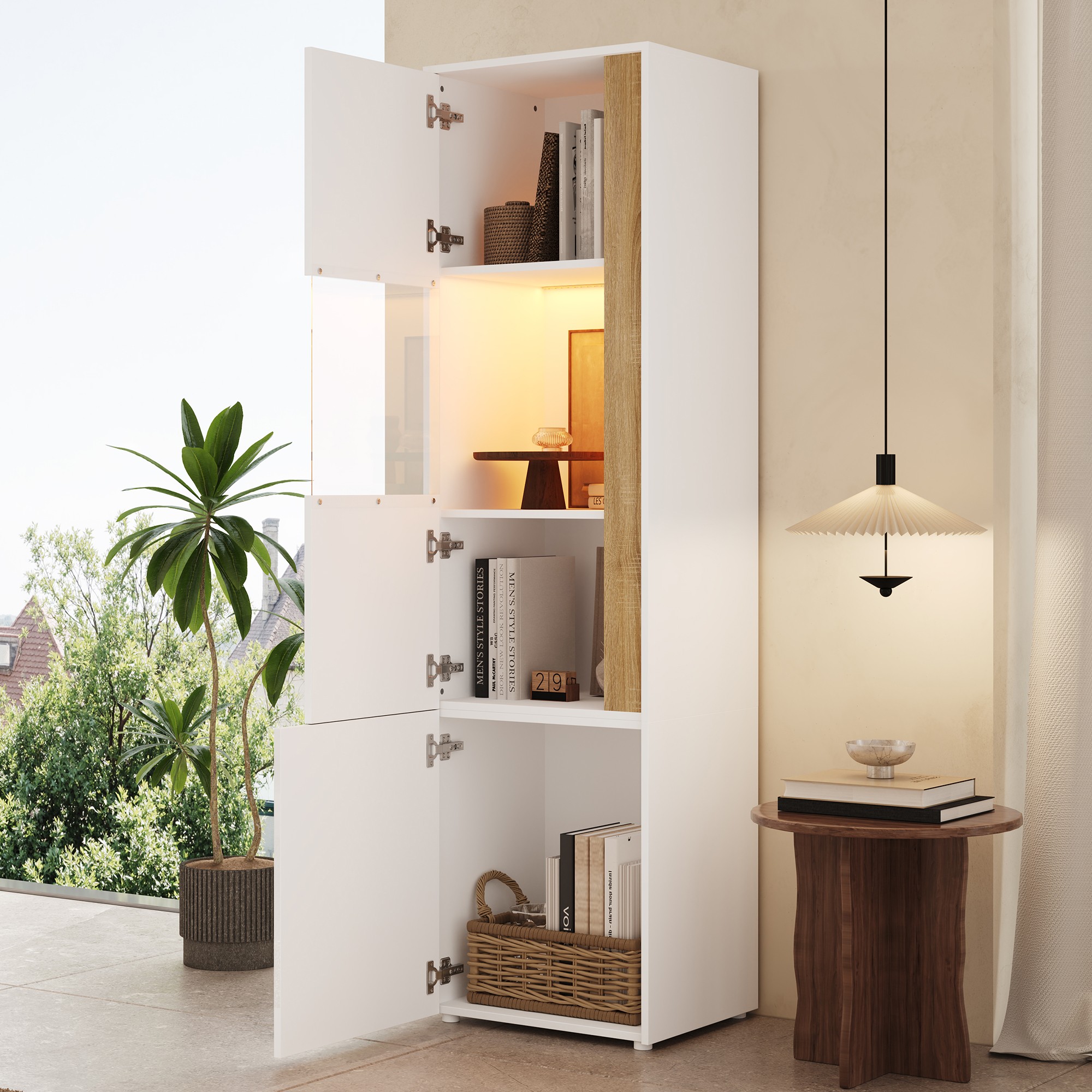 Porte acrylique transparente sur vitrine haute