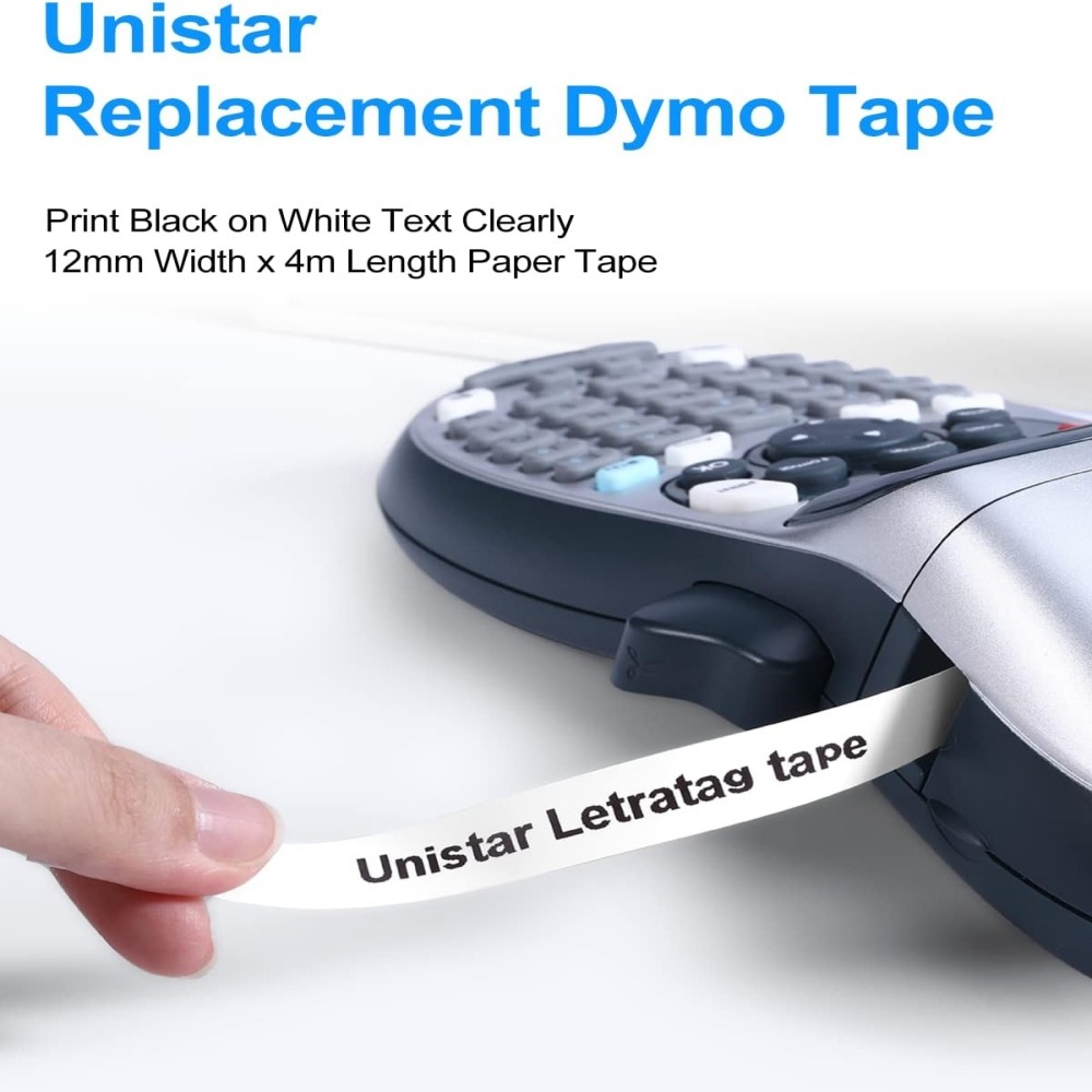 Unistar Ruban compatible pour Dymo LetraTag Ruban Plastique 12mm x