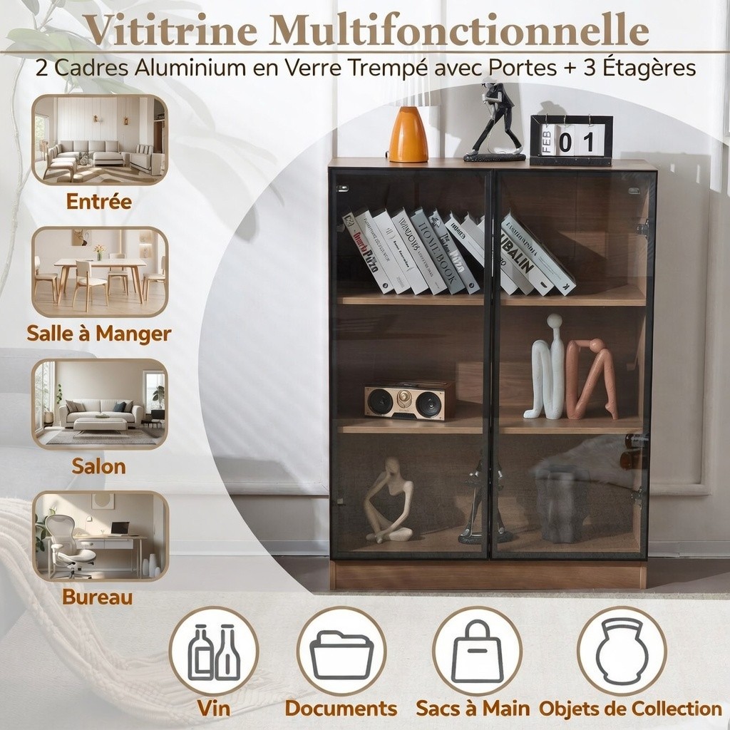 Détail cadre aluminium et verre trempé sur vitrine