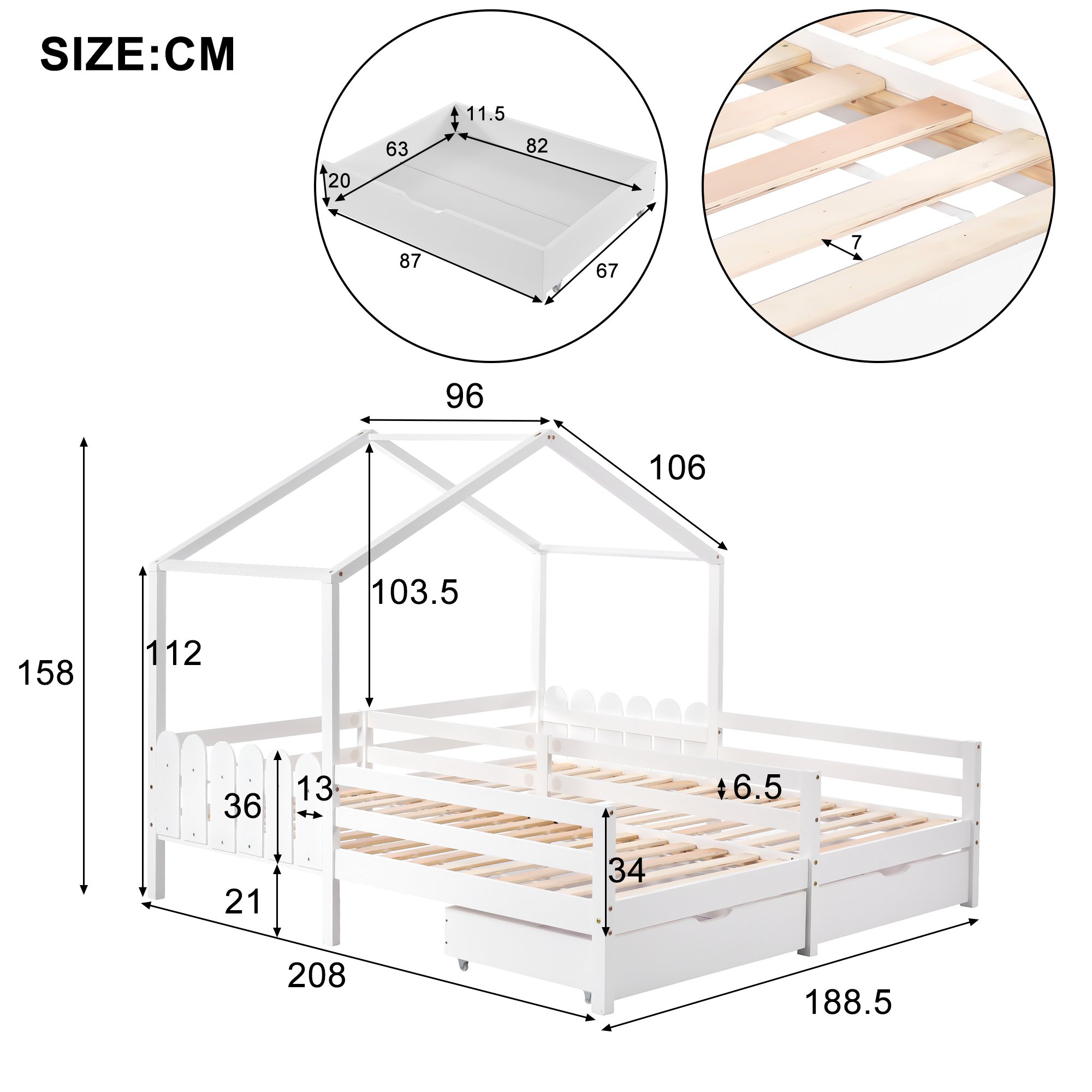 Letto Per Bambini 90x200cm/90x200cm, Casa Letto Per 2 Bambini Con Letto Matrimoniale Diviso, 2 Cassetti Su Rotelle, Protezione Anticaduta E Rete A Doghe In Legno Di Pino, Due Letti Singoli Letti Per R -Armonia Casa AAHKMJXYDAFdJAOAIMEbOAchX Ni0V6kW5l0kMox3xvg Qa3letLt5JDD3aas07QfjA=