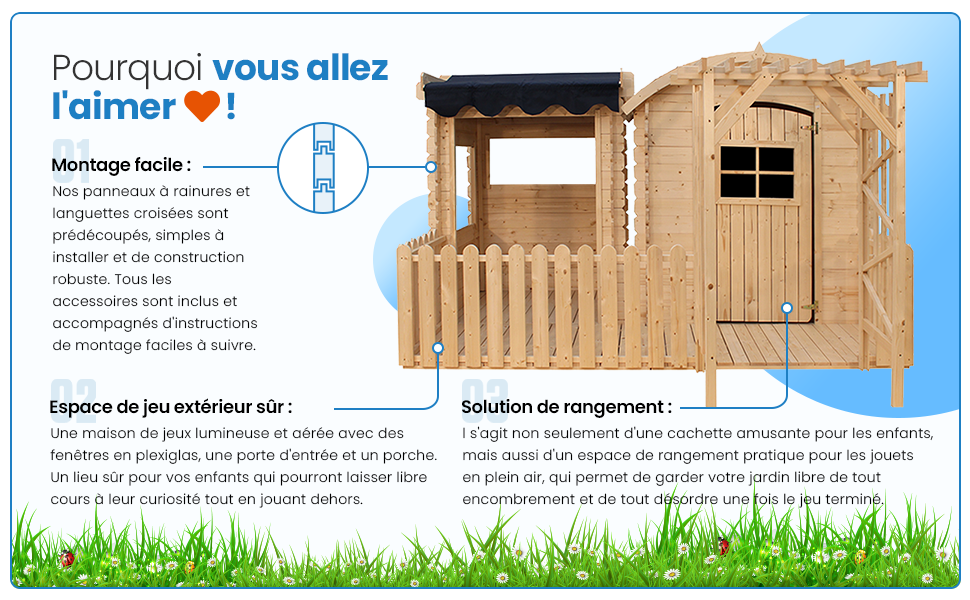 Maison En Bois Avec Abri Et Terrasse Pour Enfants - Cabane Enfant Exterieur -Maisonnette En Bois Pour Enfants - Cabane Bois Enfant - Maison Enfant Exterieur - TIMBELA M505+M080M -Pas Cher Clair Jardin Magasin AAHKMJXYDAFdJAOAIMEbOAchX Ni0V6kW5l0kMox3xvg