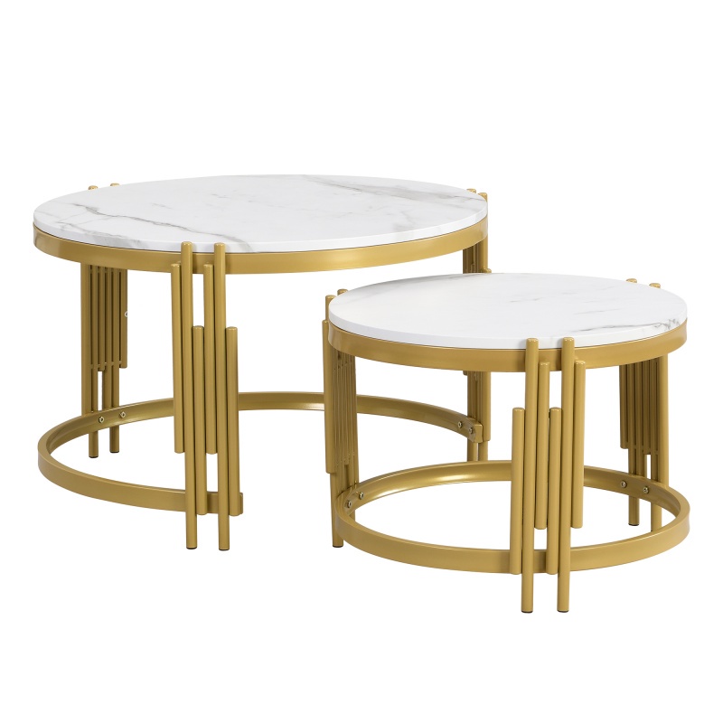 Lot De 2 Tables Basses En Métal Issam - 70 Cm - Doré - Paris Prix