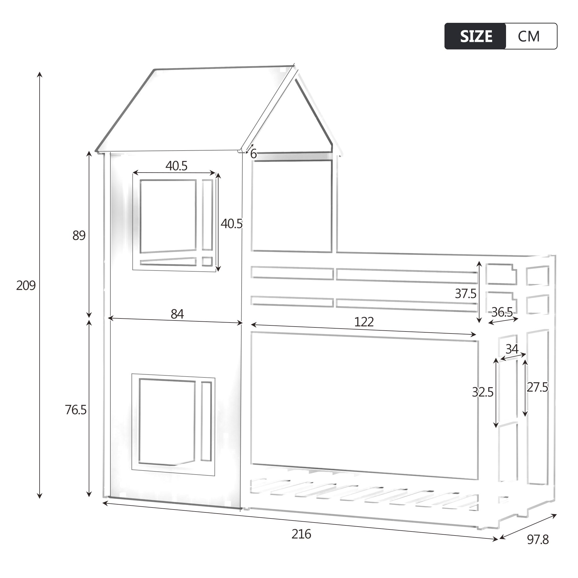 Letto A Castello 90x200 Cm Con Scaletta, Tetto E Protezione Anticaduta, Lettino A Soppalco In Pino Massiccio Per Due Bambini, Grigio -Armonia Casa AAHKMJXYDAFdJAOAIMEbOAchX Ni0V6kW5l0kMox3xvg