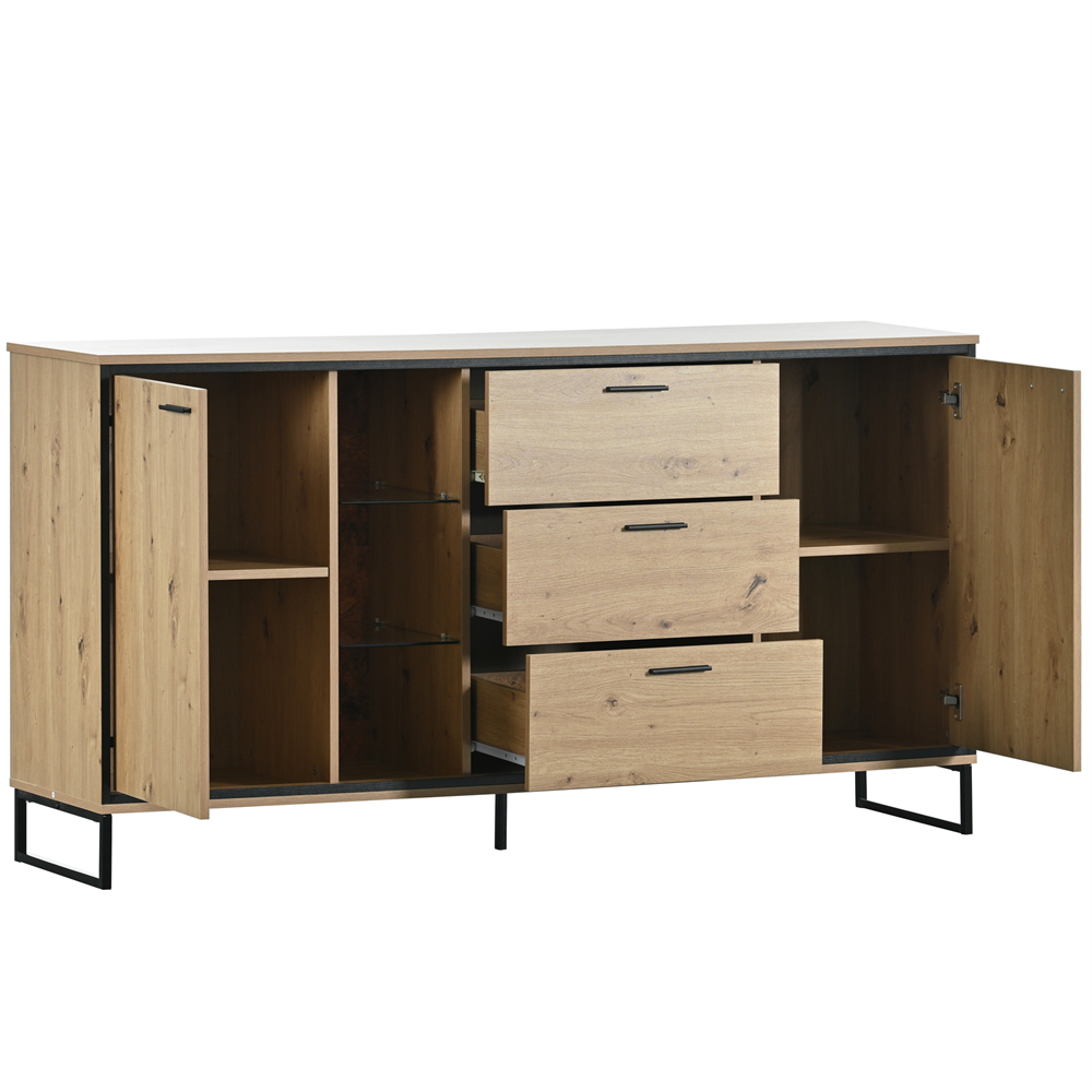 Buffet Avec éclairage LED 160 X 40 X 85 Cm, 2 Portes 3 Tiroirs 7 Compartiments, Coloris Bois Naturel, Meuble De Rangement Moderne -Homcomes Boutique AAHKMJXYDAFdJAOAIMEbOAchX Ni0V6kW5l0kMox3xvg U6Cgchk0V64sBFDOzFwUeY=