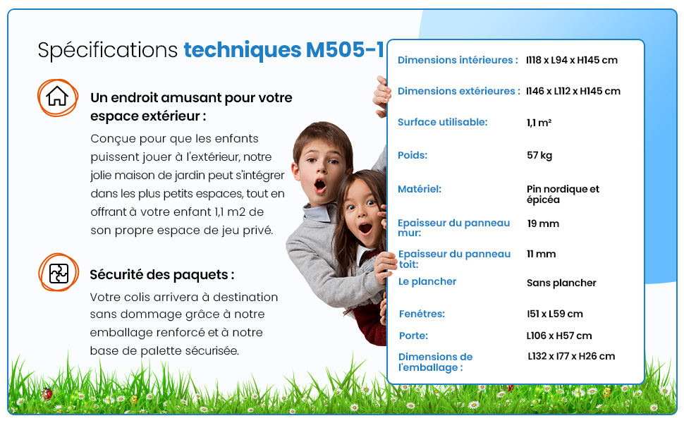 Cabane Enfant Exterieur 1.1m2 - Maisonnette En Bois Pour Enfants SANS Plancher - Cabane Bois Enfant 146x112xH145cm - Maison Enfant Exterieur - Timbela M505-1 -Pas Cher Clair Jardin Magasin AAHKMJXYDAFdJAOAIMEbOAchX Ni0V6kW5l0kMox3xvg VDozWvFQLOjPpWnuRW4ie8=