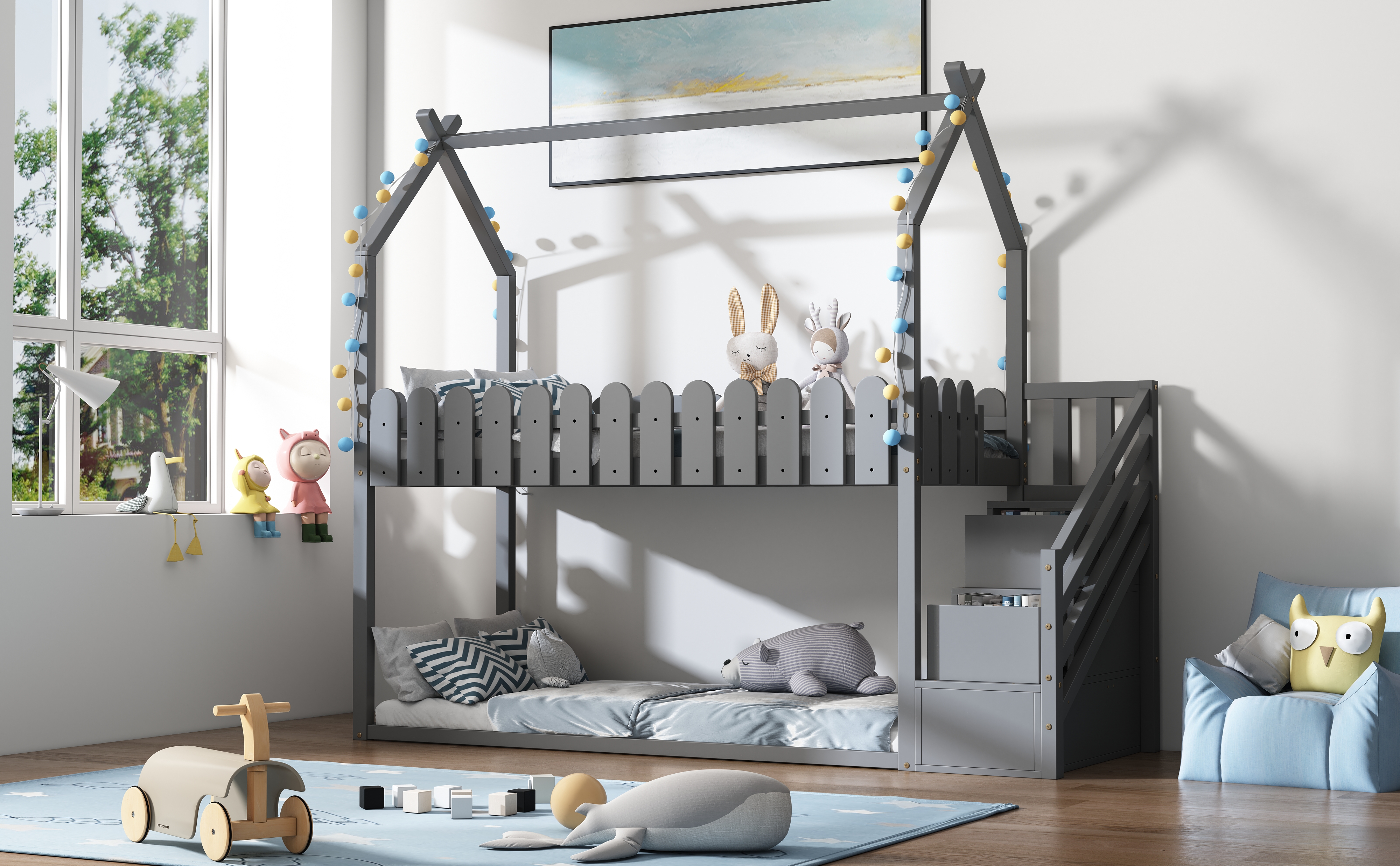 Letto A Castello Con Scaletta Contenitore, Letto Per Bambino Con 3 Cassetti, Con Recinzione, Grigio -Armonia Casa AAHKMJXYDAFdJAOAIMEbOAchX Ni0V6kW5l0kMox3xvg Xr6eLLgma140RqDV8814d0=