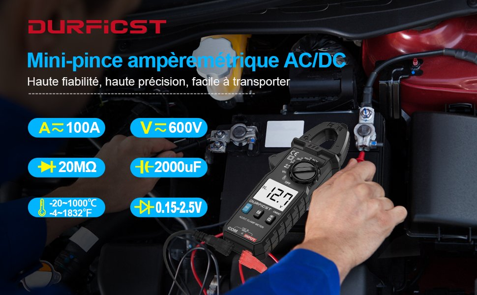 Pince Ampèremétrique AC DC, DURFICST Pince Courant De Fuite, Auto Range 100A 600V NCV Haute Précision Amperemetre, Pince Ampèremétrique Portable Avec Résistance, Condensateur, Diode, Ligne On/Off -Pas Cher Pro Bricoleur Magasin AAHKMJXYDAFdJAOAIMEbOAchX Ni0V6kW5l0kMox3xvg ZNRU5h0ptZ5qAwNiFHeo I=