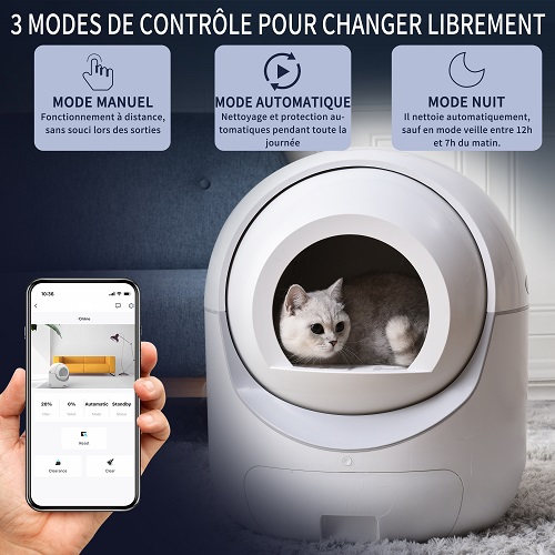 Bac à Litière Autonettoyant Pour Chat, Maison De Toilette Automatique, Pour Tous Les Litière, Contrle APP, Support WiFi Et 2.4G -Pas Cher Toutou Mia Magasin AAHKMJXYDAFdJAOAIMEbOAchX Ni0V6kW5l0kMox3xvg ZRCLxV1sOOJMKK fAT5COM=