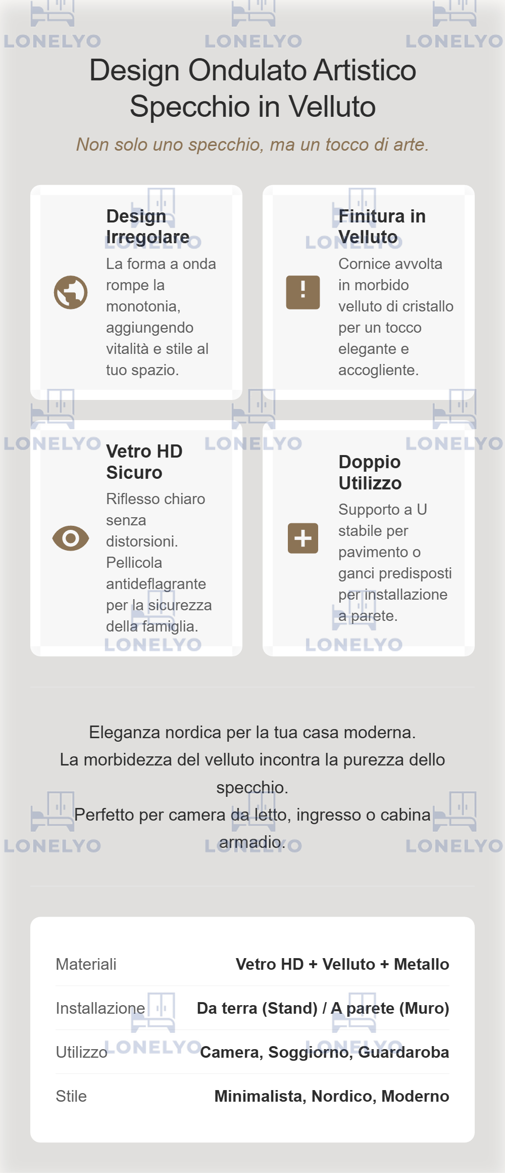 Snazzify Specchio Ondulato Irregolare Con Cornice In Legno Nero - 40,6 X 30,5 Cm - Design Moderno Astratto Per Parete