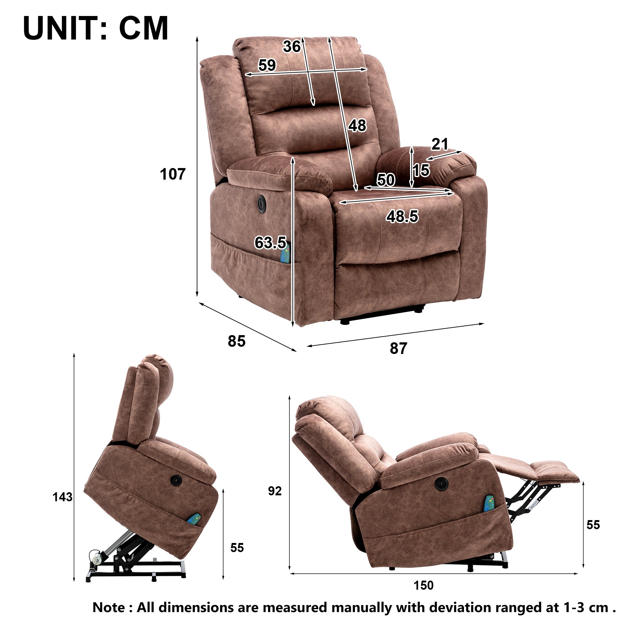 Electric Power Lift Recliner Chair Sofa Armchair With Massage And Heat 2 Side Pockets USB Ports For Living Room, Brown -Living Room Furniture Store AAHKMJXYDAFdJAOAIMEbOAchX Ni0V6kW5l0kMox3xvg ZsMbkmGvMZe00OD7MvBquc=