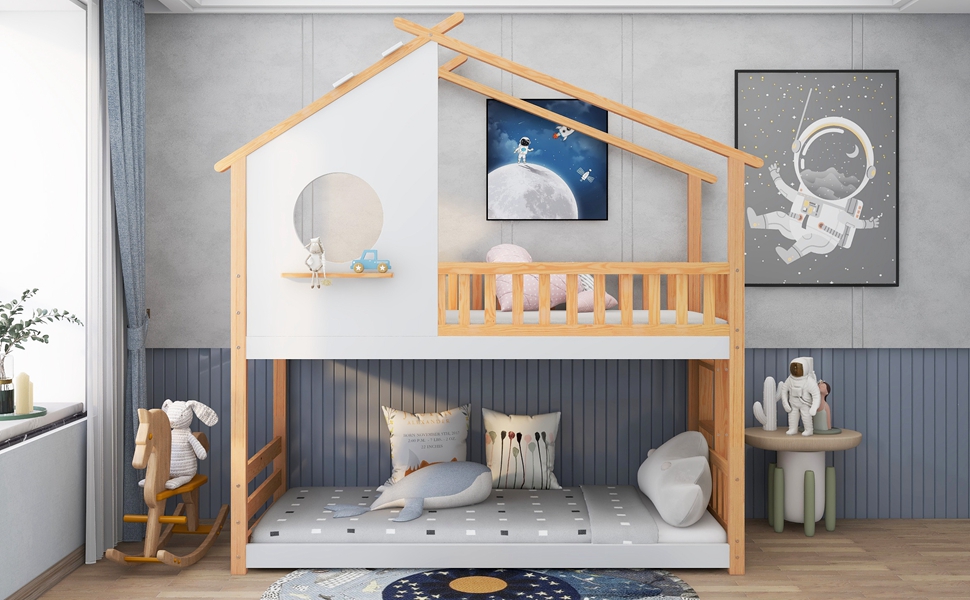 Letto A Castello 200x90 Cm Con Scaletta 2 Ripiani, Letto Per Bambini Con Protezione Anticaduta E Barriera, Struttura In Pino, Colore Naturale -Cameretta Per Bambini AAHKMJXYDAFdJAOAIMEbOAchX Ni0V6kW5l0kMox3xvg ae dABgUbHBT2caFpbXsFA=