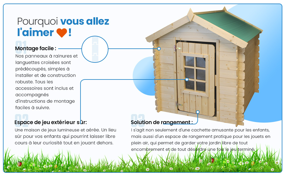 Cabane Enfant Exterieur 1m2 - Maisonnette En Bois Pour Enfants - Toit Vert - Cabane Bois Enfant 114x111xH121cm - SANS Plancher - Timbela M570Z-1 -Pas Cher Clair Jardin Magasin AAHKMJXYDAFdJAOAIMEbOAchX Ni0V6kW5l0kMox3xvg