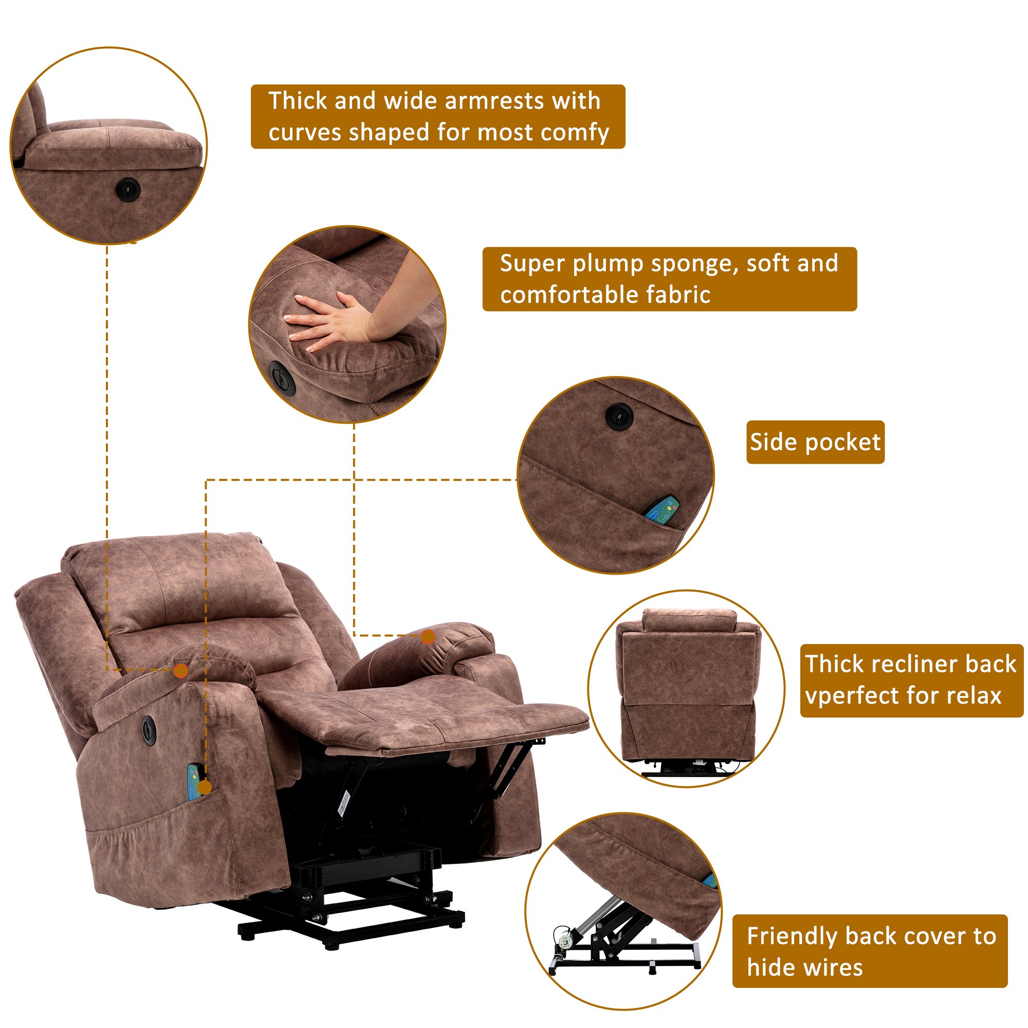Electric Power Lift Recliner Chair Sofa Armchair With Massage And Heat 2 Side Pockets USB Ports For Living Room, Brown -Living Room Furniture Store AAHKMJXYDAFdJAOAIMEbOAchX Ni0V6kW5l0kMox3xvg