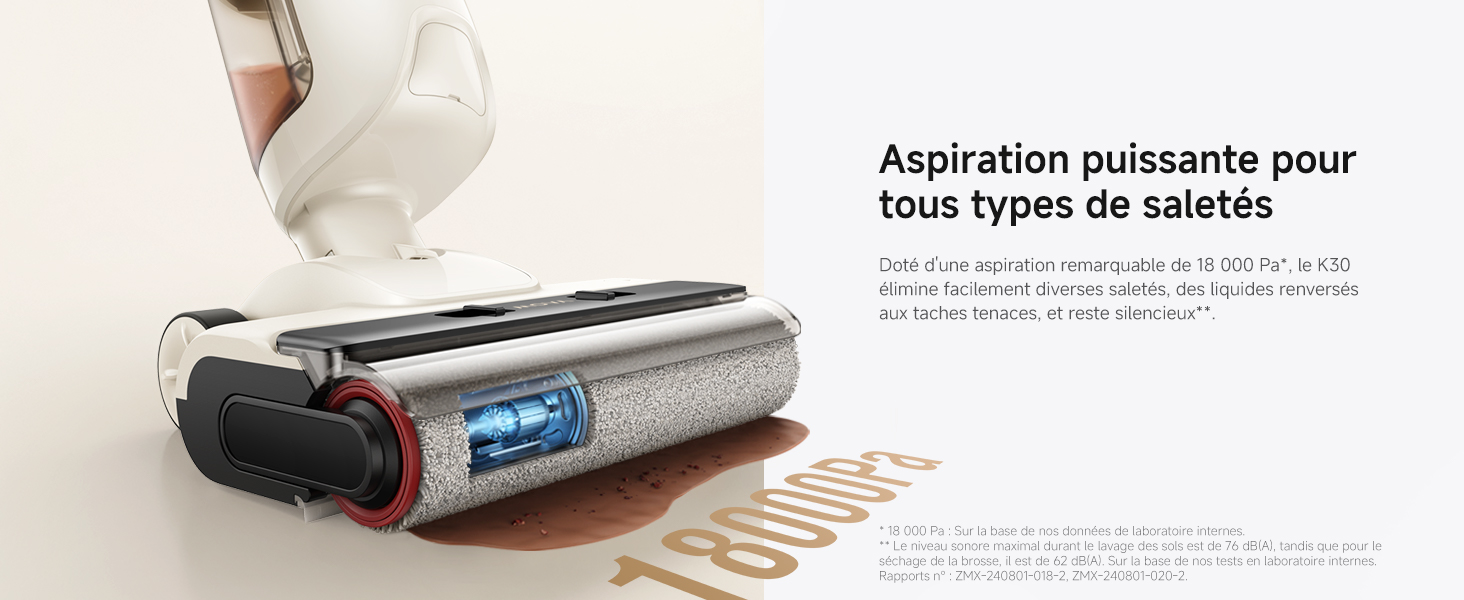 MOVA K30 Mix  Aspirateur sans fil 4en1 pour sols humides et secs, porte  180, accessoires polyvalents, design compact multi-surfaces