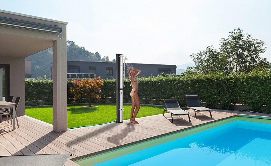 AREBOS Douche Solaire 60L Avec Douchette & Thermomètre Température De L'eau Jusqu'à 60°C Douche De Piscine Camping Noir/Argent -Trait Piscine Soldes Magasin AAHKMJXYDAFdJAOAIMEbOAchYRuMdtVh5mmprswYJkh5Rdge76 john3CwTDU2Zq