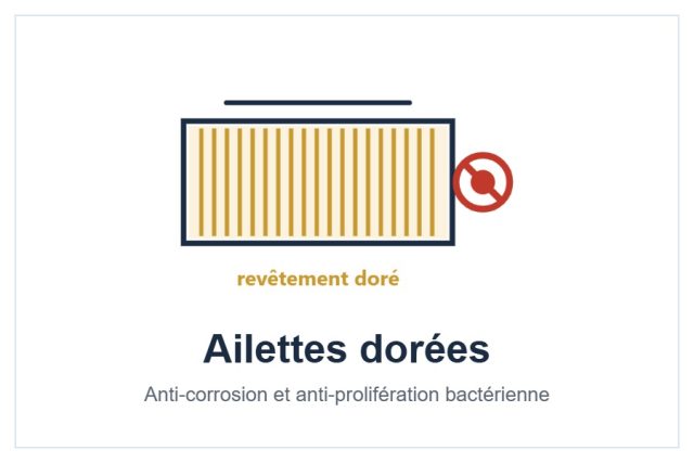 Ailettes dorées et Wi-Fi intégré du climatiseur AUX C+++ style=