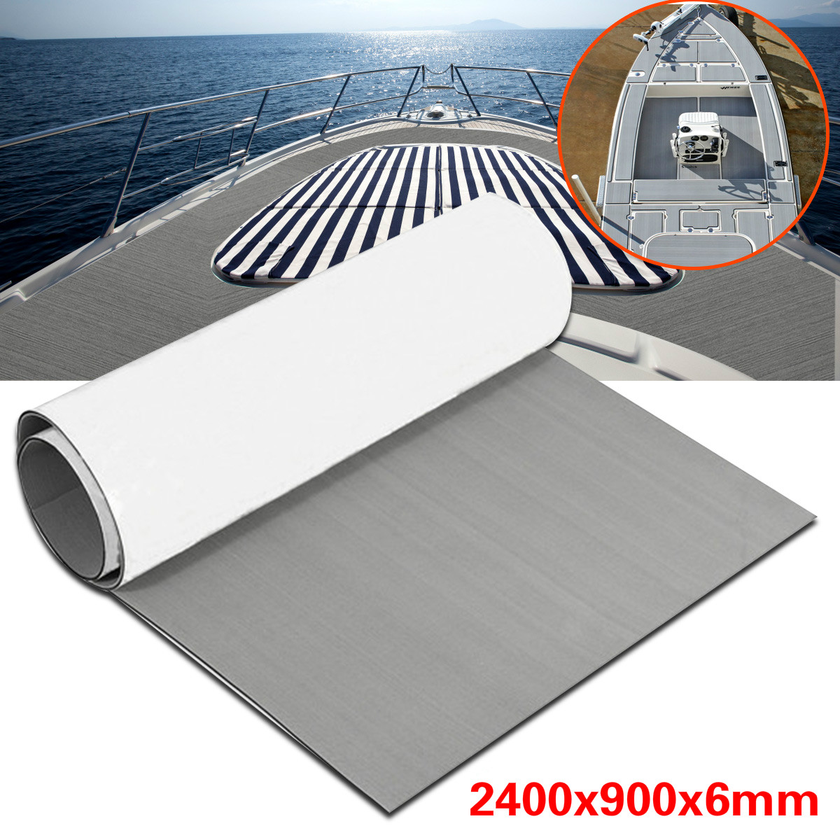 Tapis Bateau EVA Antidérapant 239x89cm - Revêtement Pont Yacht Auto-Adhésif