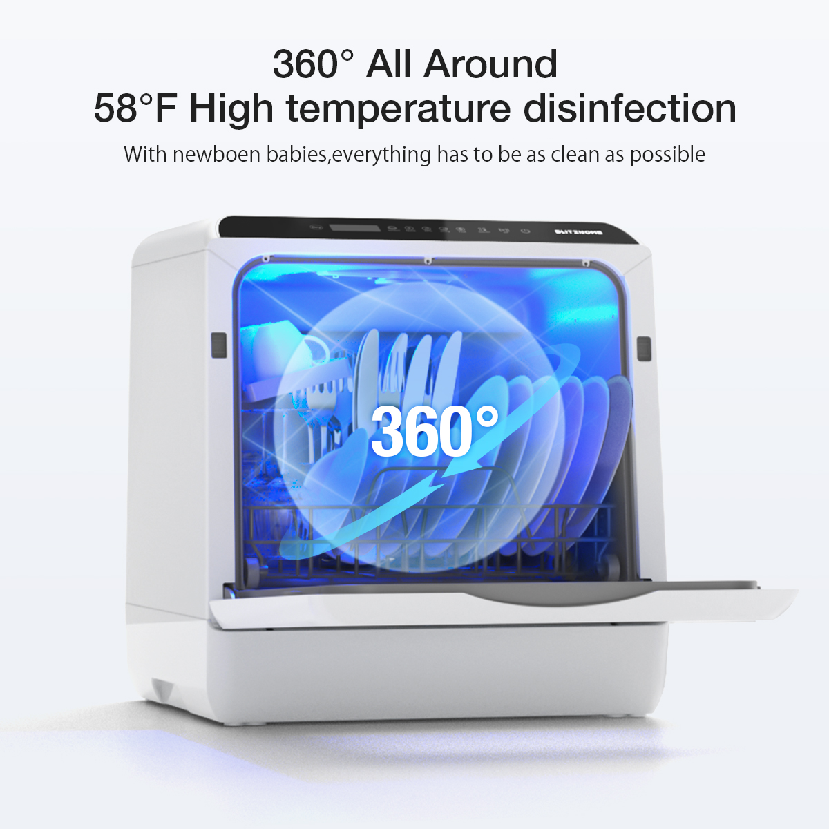 BLITZHOME Mini Geschirrspüler - Smart & Platzsparend