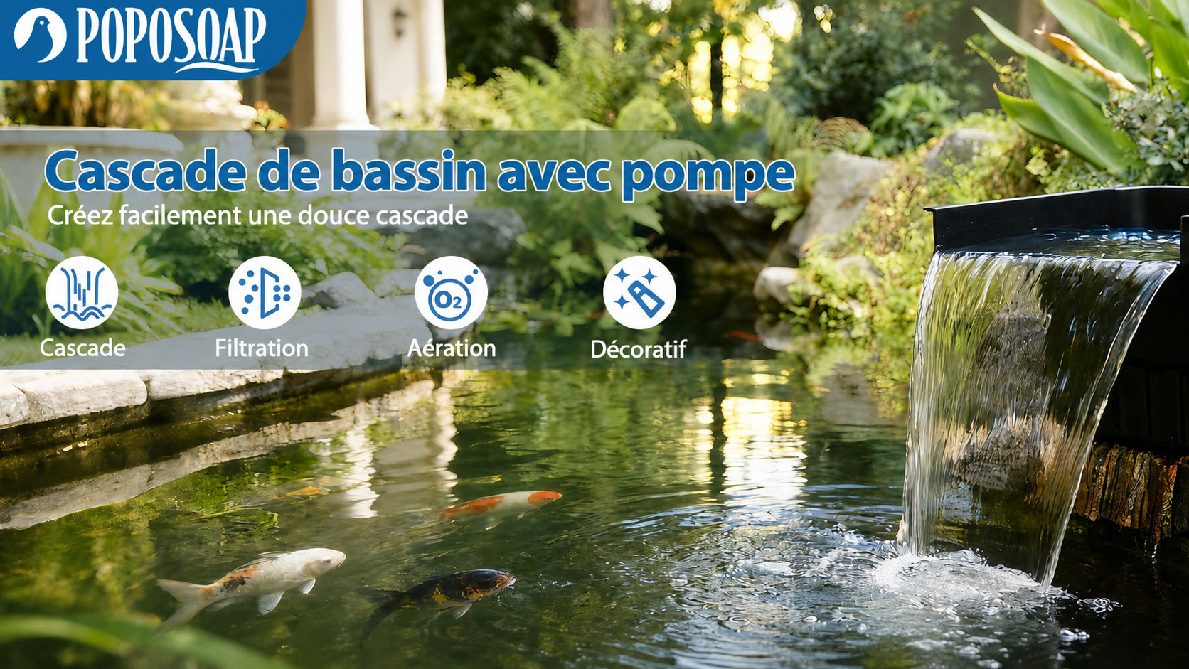 Cascade de bassin POPOSOAP avec pompe