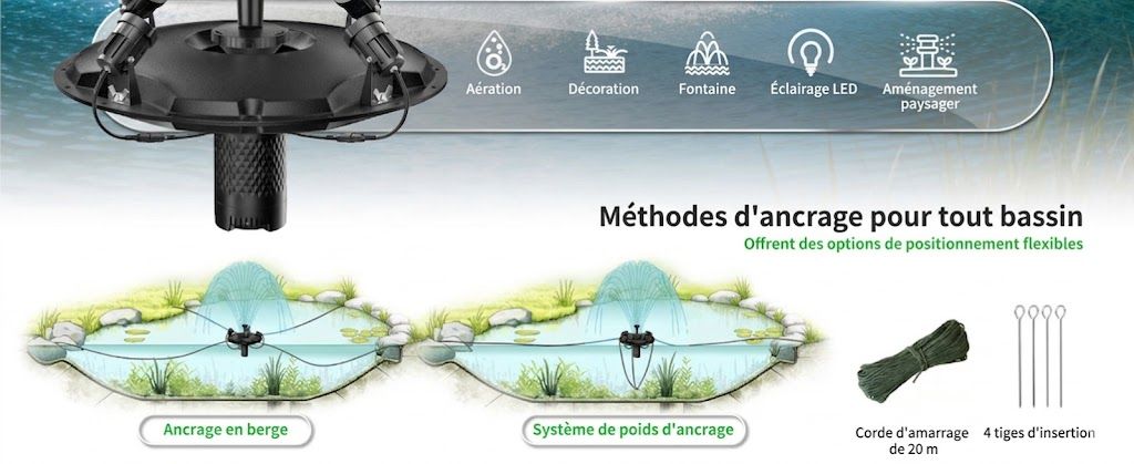 Fontaine flottante avec fixation