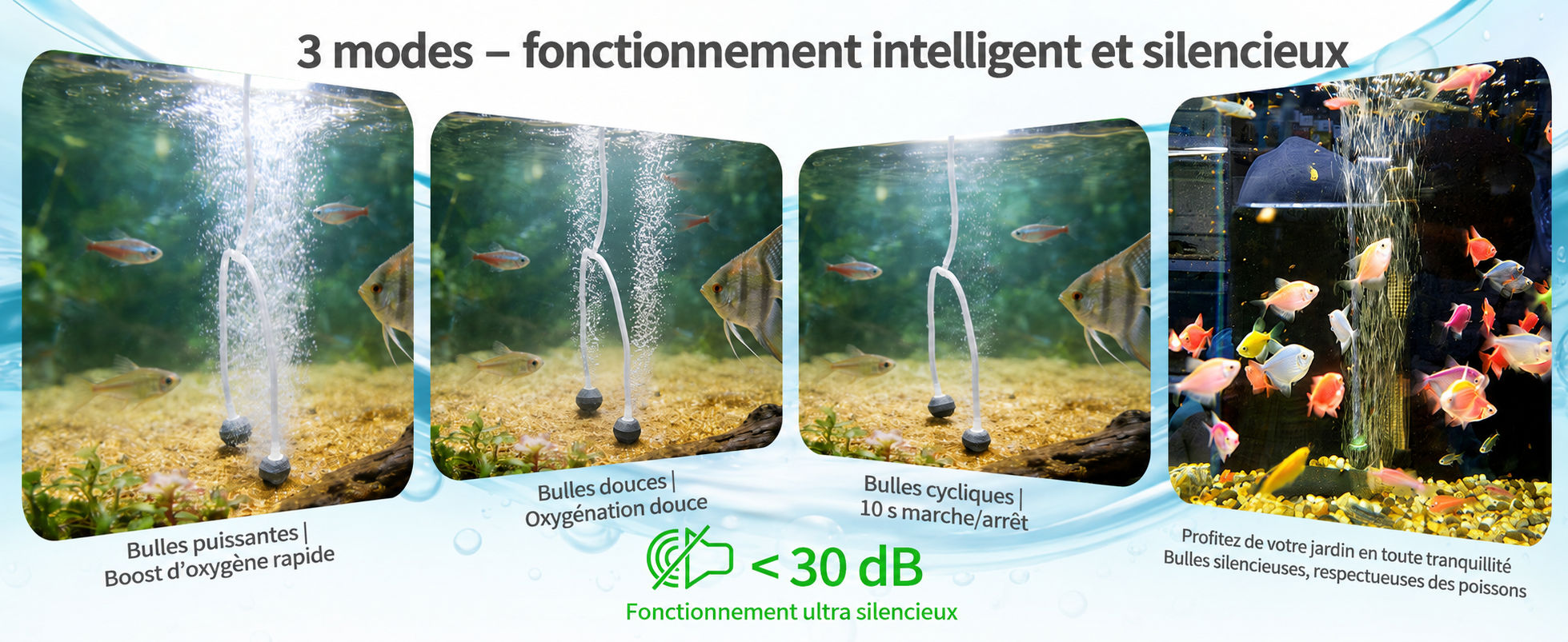3 modes de fonctionnement silencieux