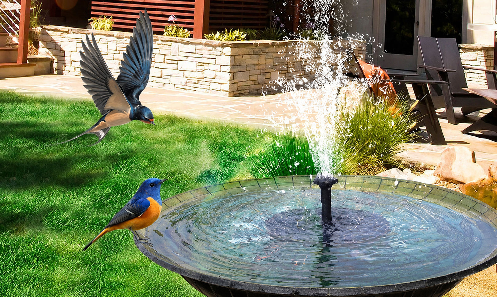 Fontaine solaire pour jardin et cour