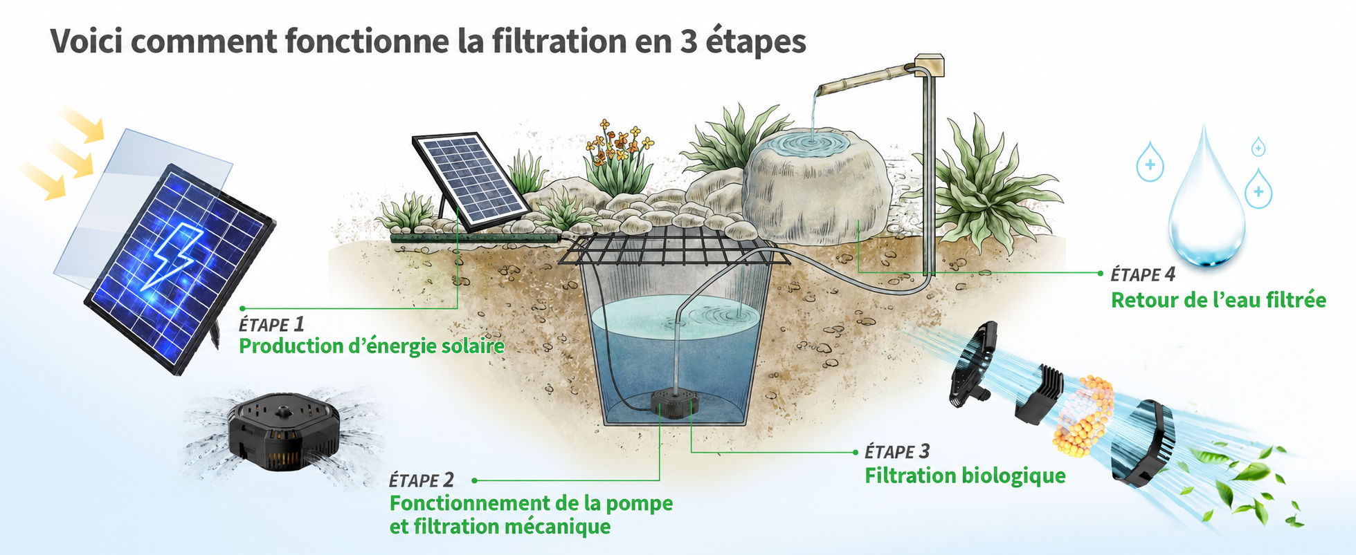 Filtration de l’eau et jeux d’eau décoratifs