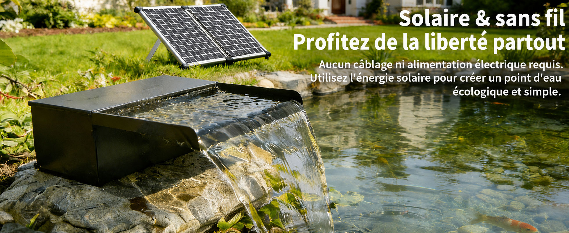 Alimentation solaire pour cascade de bassin