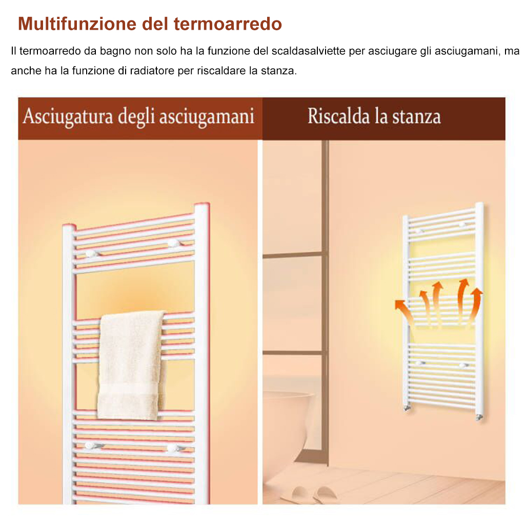 Scaldasalviette Termoarredo Ocean Italy - Acciaio Carbonio 120x60cm Antracite - Foto 8