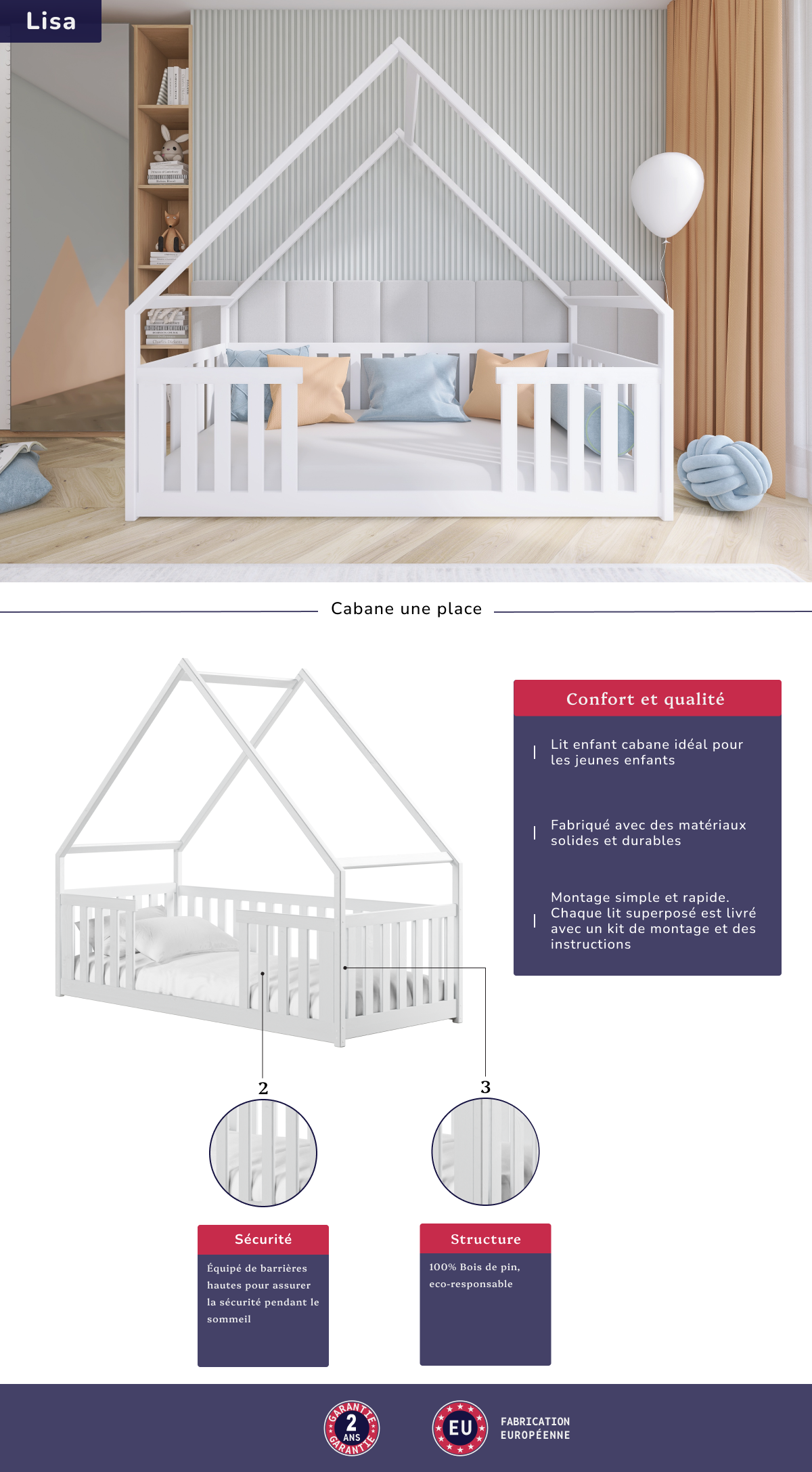 Image de la fiche technique du lit enfant Lisa
