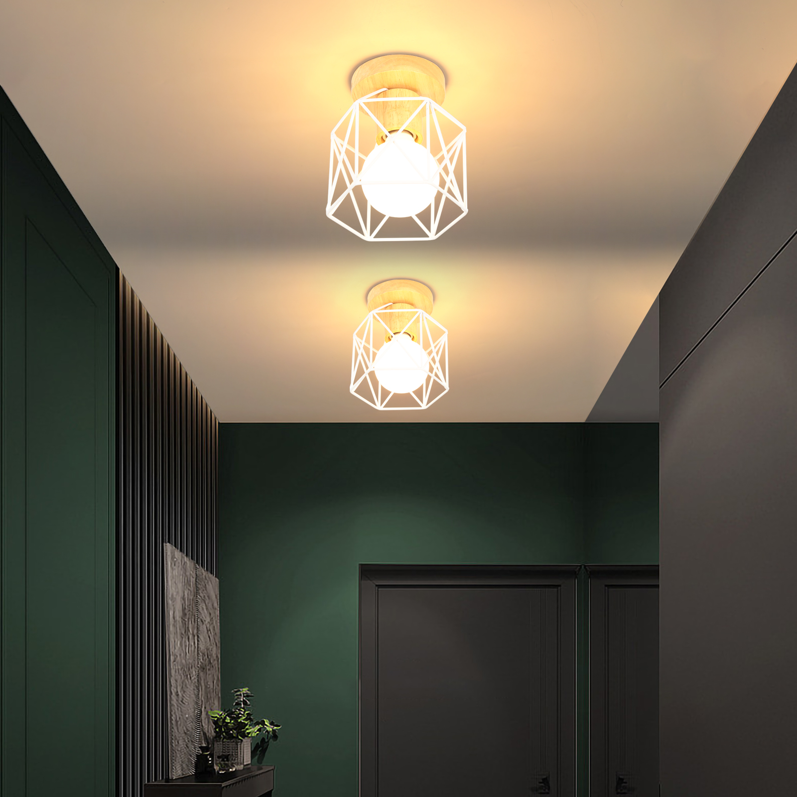 Modern Ceiling Lights Vintage Ceiling Light Retro Chandelier Metal Cage