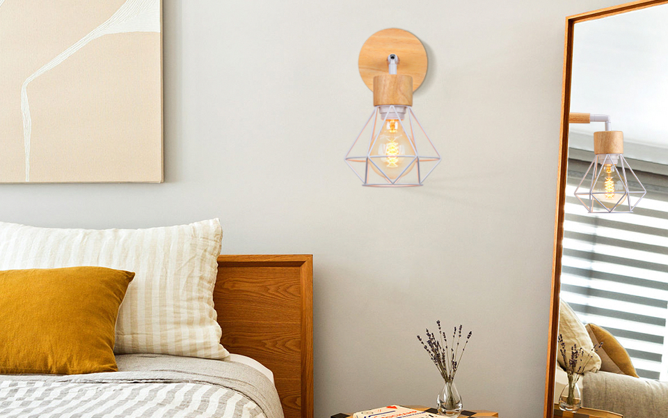 Retro Wall Lights White Vintage Wood Wall Lamp Modern Wall Light ...