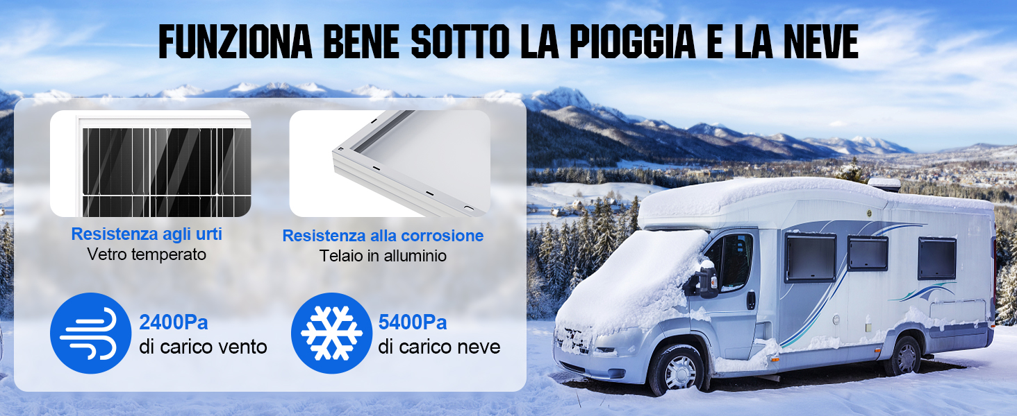 ECO-WORTHY Pannello solare 100W 12V monocristallino per caricare la batteria  della caravan.