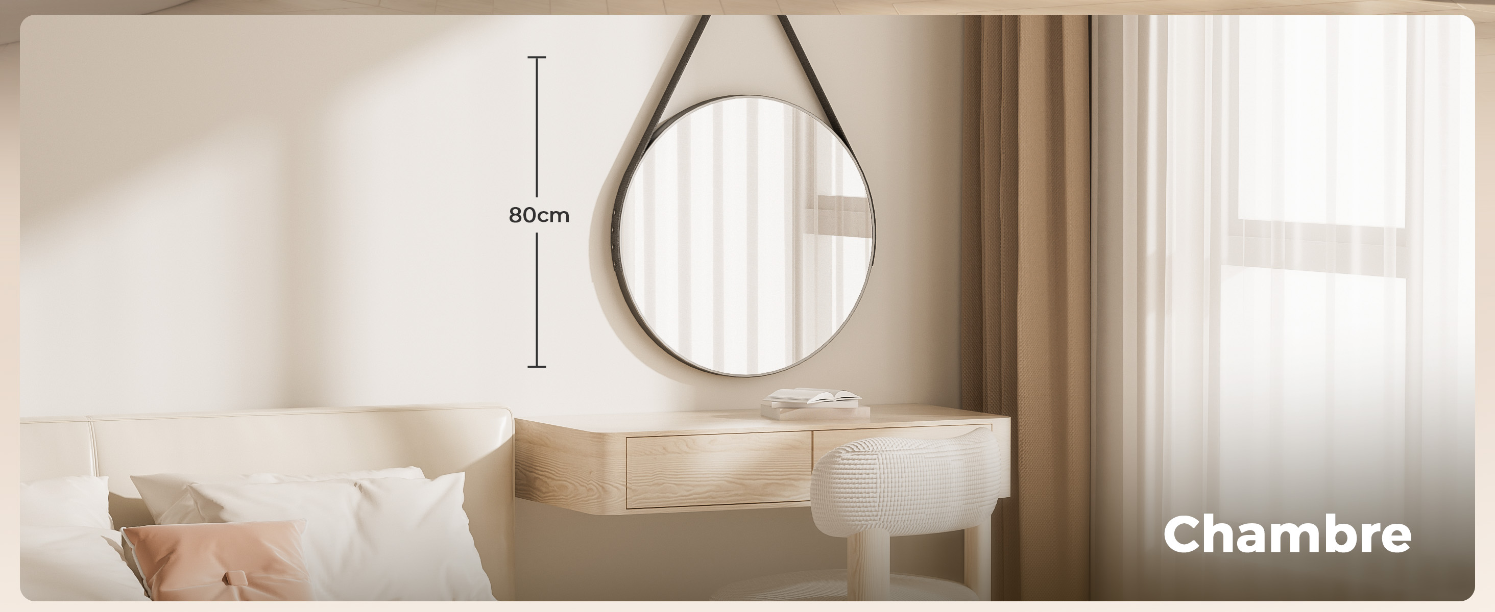 Miroir Mural Noir 80cm