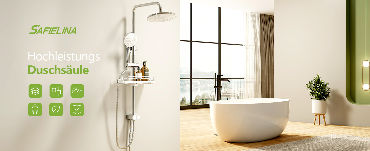 Duschsäule Mit Wasserhahn – Mit Regendusche, 3 Strahlarten & LED-Temperaturanzeige | Höhenverstellbar, Aluminium