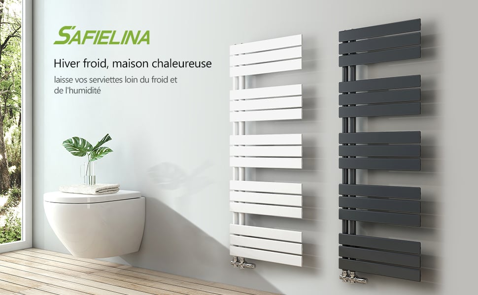 S'AFIELINA Sèche-serviettes Eau Chaude Radiateur Eau Chaude En Acier Anthracite 1599x600mm 958 Watt -Atlantic Magasin