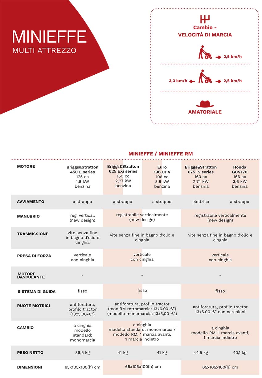 Motofalciatrice EUROSYSTEMS MINIEFFE - Marcia Avanti - Motore A Scoppio A Benzina Loncin 196 OHV - Made In Italy -Diserbo Forniture Negozio