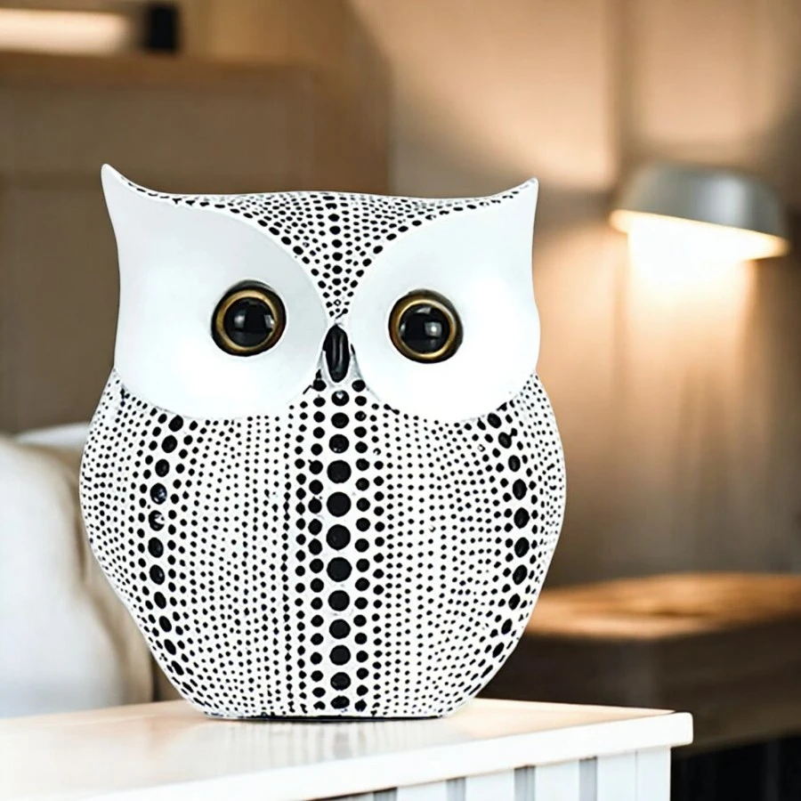 Figura decorativa de búho blanco para estantería, regalo para profesor/educador