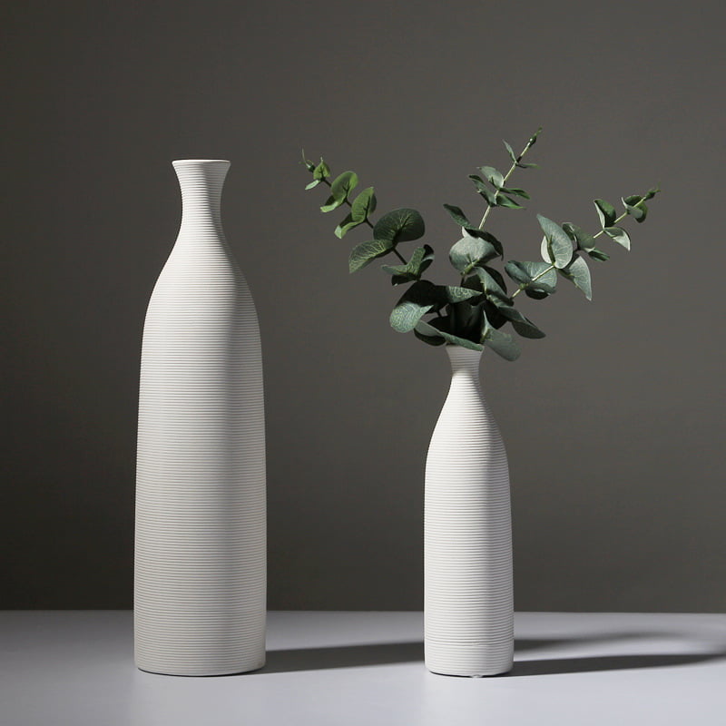 Biały Dekoracyjny Wazon Ceramiczny Tall Ozdobny