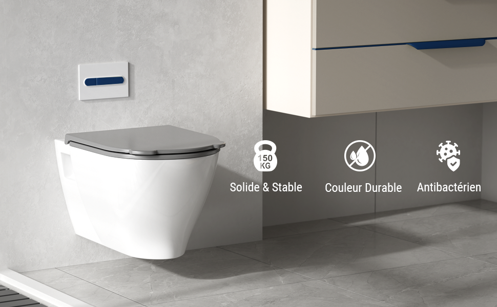 Abattant WC Forme D avec Poignée Hygiénique