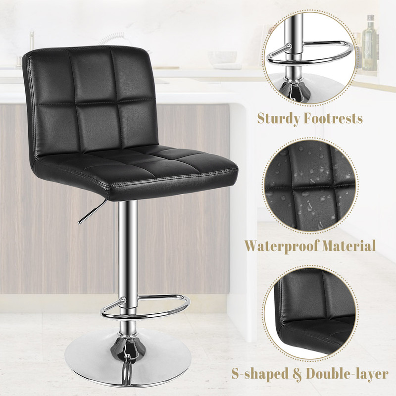 Youhauchair Sgabelli Cucina, Sgabello Cucina Regolabile in Altezza con Schienale, Sgabelli Bar in Pelle PU, Sgabello Alto Moderni Design, Nero