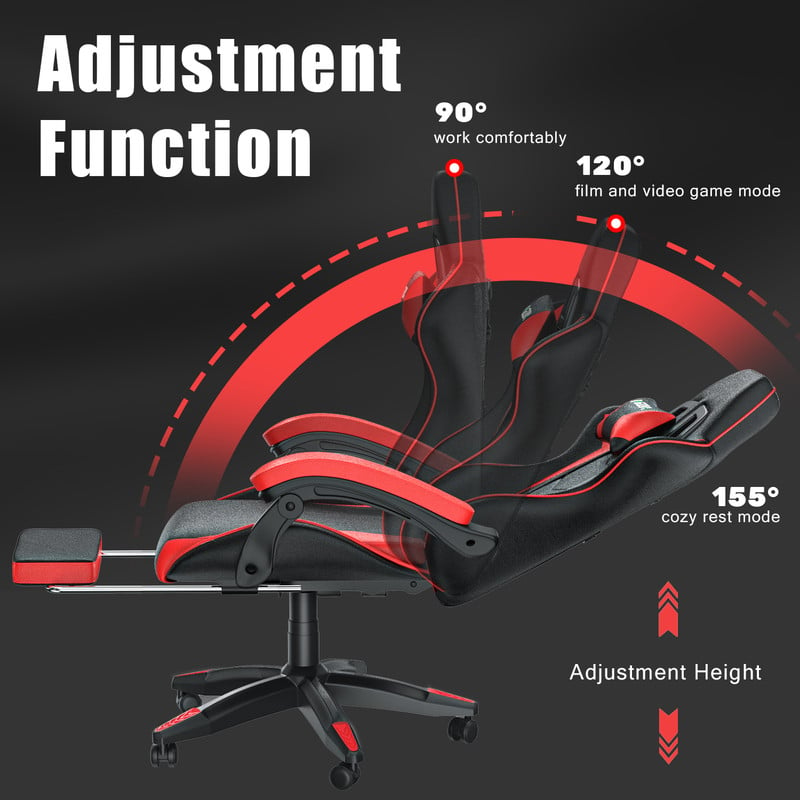 Ulody Sedia da gioco, ergonomica, con poggiapiedi, sedia per PC con  poggiatesta e cuscino lombare, girevole a 360 gradi, in tessuto regolabile  in altezza(NERO) : : Casa e cucina