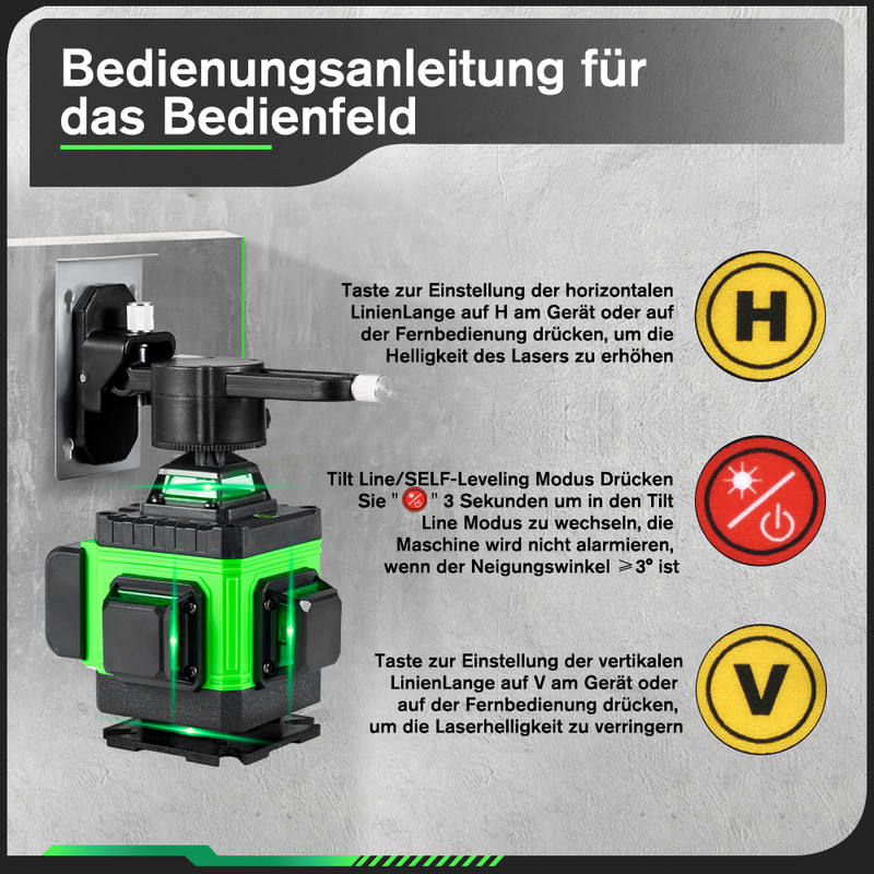 Treppiede Per Livella Laser Livella Laser 16 Linee Verde 4x360u00b0 Dealix Con Cavalletto 1 M Bolla Laser - Foto 9