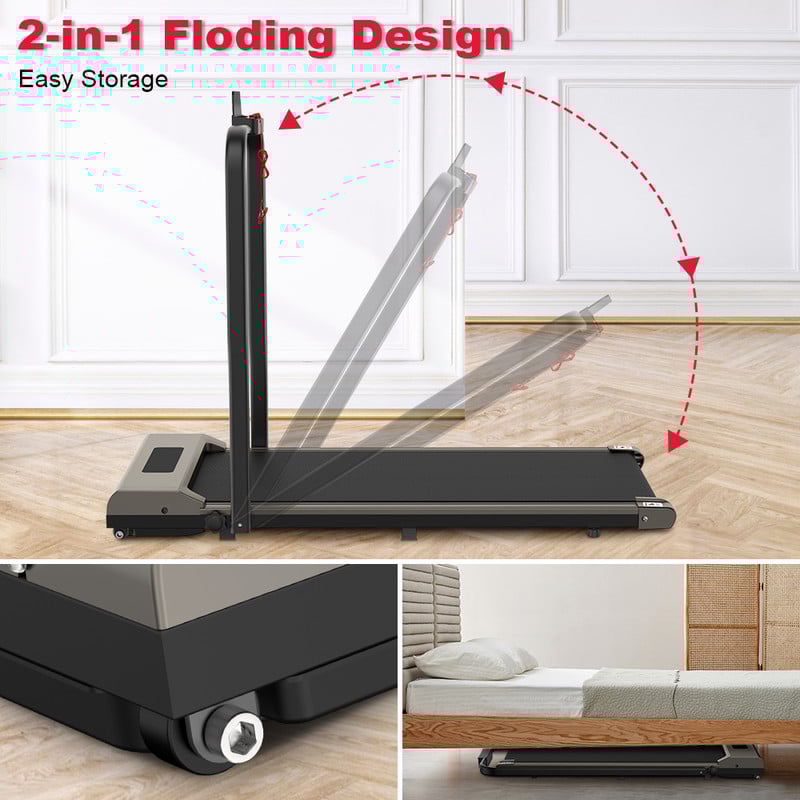 Tapis Roulant Pieghevole - Tapis Roulant Elettrico Bigzza - Velocità Regolabile 1-10 Km/h - Con Bracciolo E Display LCD Grigio -Armonia Casa