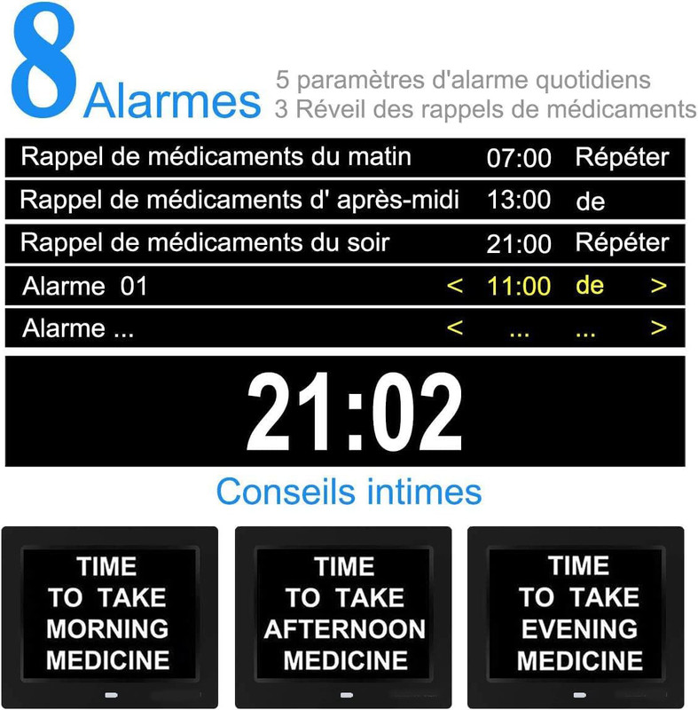 Reloj digital LCD de 7 pulgadas